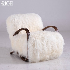 <span class=keywords><strong>Fauteuil</strong></span> de repos rétro avec cadre en bois, <span class=keywords><strong>fauteuil</strong></span> d'appoint en fausse <span class=keywords><strong>fourrure</strong></span> <span class=keywords><strong>blanche</strong></span> pour la maison, la chambre à coucher, le salon, l'hôtel, la villa, l'appartement - Product Image 4