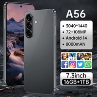 Smartphone Android A56 Baru Berkualitas Tinggi Versi 16+1TB Layar Besar 7.3 Inci Dual Sim 5G Ponsel A56
