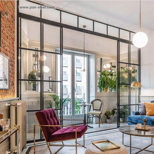 Porte coulissante en verre à cadre en acier ultra-fin, design moderne personnalisé avec double vitrage pour les maisons résidentielles - Product Image 3