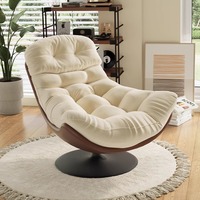 Fauteuil paresseux moderne BRIO JM-242 avec fonction pivotante, revêtement en tissu, pouf convertible pour chambre et salon
