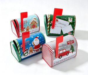 Boîte à <span class=keywords><strong>lettres</strong></span> de Noël en métal, conteneur d'emballage personnalisé imprimé <span class=keywords><strong>pour</strong></span> bonbons, chocolats, cadeaux <span class=keywords><strong>pour</strong></span> enfants, fournisseur - Product Image 1