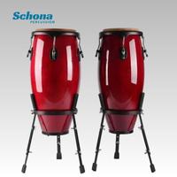 Ensemble de tambours congas latins 10 et 11 pouces avec support, corps en bois massif, peau de vache naturelle, tambour à main pour performance sur scène ou en bar
