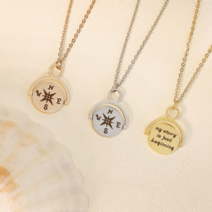 Collar con Colgante de Brújula Giratoria de Acero Inoxidable Personalizado, Joyería Fina al por Mayor para <span class=keywords><strong>Mujer</strong></span> - Product Image 2