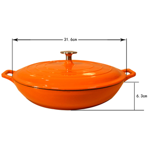 Four hollandais <span class=keywords><strong>en</strong></span> <span class=keywords><strong>fonte</strong></span> émaillée <span class=keywords><strong>jaune</strong></span> de 12.5 ''avec couvercle-Casserole de cuisine polyvalente - Product Image 6