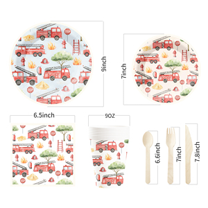 DAMAI Customized <b>Fire</b> Fighting Truck Theme Party Tableware Set Birthday Party Supplies for Kids Birthday Disposable Plates Cups - Product Image 6