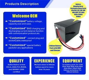 حزمة بطارية 72 فولت بطارية 15 أمبير/ساعة 20 أمبير/ساعة 60 أمبير/ساعة 80 أمبير/ساعة 100 أمبير/ساعة مع مبيعات مباشرة بسعر المصنع - Product Image 4