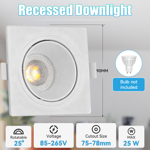 Faretto da Incasso Rotondo Nero <span class=keywords><strong>GU10</strong></span> Max 25W LED, Illuminazione da Soffitto/Interni, Vendita Diretta dalla Fabbrica - Product Image 3