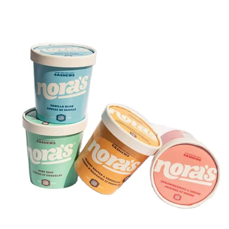 Toptan özel logo dondurma konteyneri 5oz 8oz 10oz 16oz 18oz kağıt kapaklı dondurma bardakları