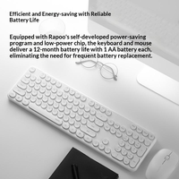 Rapoo X260S Combo Clavier et Souris Sans Fil 2.4G Souris Silencieuses 13 Touches Multimédias 1000 DPI Autonomie de 12 Mois pour Ordinateur Portable de Bureau