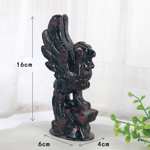 Vente en gros de sculptures d'animaux en pierre naturelle, sculptures d'oiseaux en cristal, sculptures de phénix debout pour la décoration de bureau - Product Image 2