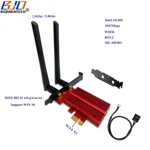 Commercio all'ingrosso di fabbrica 2974Mbps 2.4Ghz 5.8Ghz BT5.2 WIFI6 MU-MIMO adattatore Wifi pci-e 1X scheda di rete Wireless AX200