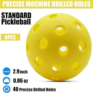 Balles de pickleball, 24 pièces, 40 trous, balles d'entraînement de couleur unie avec sac de transport en filet pour adultes, équipement de pickleball - Product Image 2