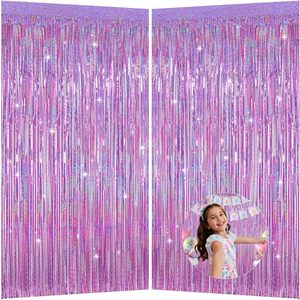 ฉากหลังผ้าฟอยล์สีเงินแบบเลเซอร์ พร้อมพู่ห้อยประดับ ฉากหลังวันเกิด วันวาเลนไทน์ - Product Image 6