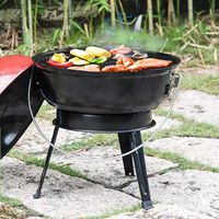 Barbecue portable 14 pouces, assemblage détachable, style américain, fumoir, camping en plein air, barbecue au charbon de bois portable