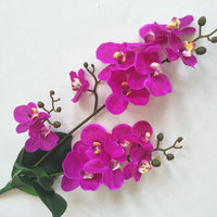 Lange steel 3 takken 15 bloemen Phalaenopsis kunstbloem met bladeren binnenhuisdecoratie bloemstuk benodigdheden