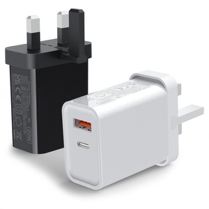 Hnt GAN 20W UK PUSH USB + Type C พอร์ตคู่ชาร์จเร็ว PD อะแดปเตอร์ไฟฟ้าแบบยืดหดได้สำหรับ Xiaomi <span class=keywords><strong>iPhone</strong></span> 16/15/<span class=keywords><strong>14</strong></span> - Product Image 1