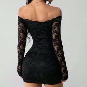 เดรสลูกไม้แขนยาวเปิดไหล่ทรงมินิสำหรับผู้หญิง คุณภาพเยี่ยม สไตล์ลำลอง ดีไซน์หรูหรา กระชับเข้ารูปช่วงเอว - Product Image 2