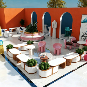 Banc d'extérieur commercial en UHPC personnalisé avec jardinière intégrée pour campus scolaire - Product Image 2