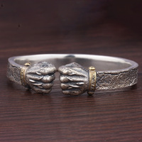 Pulsera de Puño Abierto Retro Punk para Hombre, de Aleación Plateada, de Moda, de Gran Venta, con Diseño de Puño de Fuerza y Personalidad