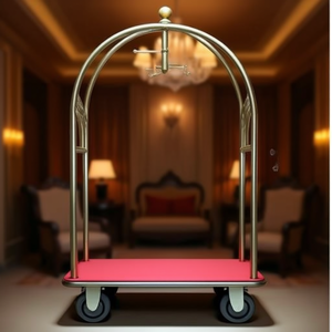 Carrello di Lusso Grande 910 con Piattaforma Rossa e Ruote per Uso Alberghiero - Product Image 3