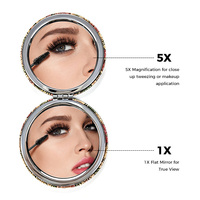 Miroir compact en liège double face pliable, miroir de poche vintage à imprimé floral, miroir de maquillage portable de voyage pour femme, cadeau