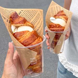 Custom Logo Printed Oilproof <b>Greaseproof</b> Food Wrapping <b>Paper</b> Virgin Wood Pulp Baking <b>Paper</b> for Croissant Ice Cream - Product Image 1