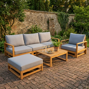 EDEN Ensemble de canapés de jardin contemporains en bois d'acacia, 6 pièces, écologiques, avec coussins imperméables, pliables, pour terrasses et hôtels - Product Image 5