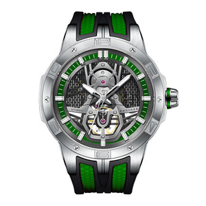 Reloj automático PONIGER para hombre, reloj de pulsera mecánico de 42mm, esfera de esqueleto luminosa deportiva, correa de goma - Product Image 1