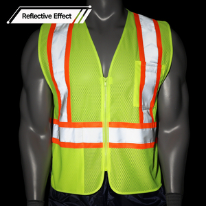 Gilet de sécurité isolé de style canadien pour hommes, style X, conforme à la norme ANSI classe 2, bande réfléchissante argentée, haute visibilité, 100% polyester, personnalisable - Product Image 3