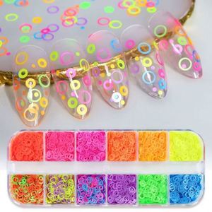 12 grilles/boîte de paillettes fluorescentes mixtes pour ongles, paillettes 3D néon, paillettes, poudre, charme, décoration d'art d'ongles, outils de manucure - Product Image 6