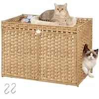 Enclos et maison pour chat en rotin tressé à la main avec design dissimulé et 2 crochets en S pour salon et chambre