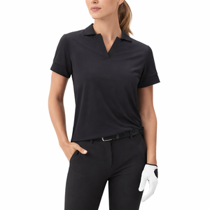 Polo Deportivo para Mujer, Cuello en V, 90% Poliéster, 10% Elastano, Secado Rápido, Protección UV, Top de Golf, Logotipo Bordado Personalizado - Product Image 1