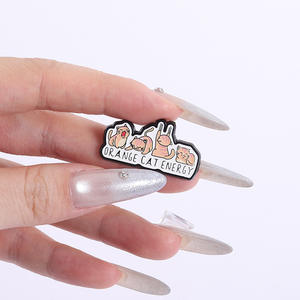 新款热销动物金属批发趣味美式橙猫能量徽章卡通可爱软珐琅胸针 - Product Image 2