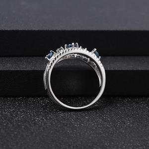 Anillo de Plata 925 con Incrustaciones de Cristal Azul Londres, Serie Vintage, para Mujer, Boda, Alta Elegancia, Fabricación de Muestras en Hong Kong - Product Image 4