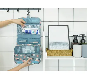 Retail Home Hook Wash Bag Fashion Toiletry Travel Makeup Cosmetic Bag With Dividers