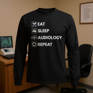 Camiseta de manga larga para audiólogos con diseño Eat Sleep Audiology Repeat, unisex, talla para adultos - Product Image 2