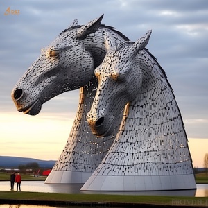 Parque paisaje decoración <span class=keywords><strong>Andy</strong></span> Scott famoso acero estructural y revestimiento de acero inoxidable gigante Kelpie estilo caballo escultura para vender - Product Image 3