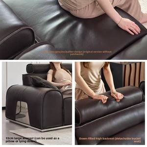 Divano a Tre Posti DAMENGNIU Yada Island in Vera Pelle di Alta Qualità, Stile Italiano di Lusso Leggero, con Spugna ad Alta Densità per <span class=keywords><strong>Soggiorno</strong></span> - Product Image 2