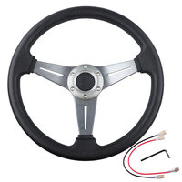 Volant de course 13,6 pouces à 6 boulons avec klaxon intégré et poignée en PU durable pour voitures de rue et de drift - Vente en gros