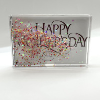 Magnifique cadre photo en acrylique transparent avec liquide et paillettes flottantes, idéal pour toutes les occasions, souvenir ou cadeau.