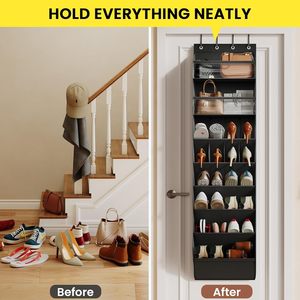 Over The Door <b>Shoe</b> Organizer 8 Pockets Clear Pockets Hanging Rack For <b>Shoes</b> Handbags Closet Storage Rectangle <b>Hook</b> Type - Product Image 6