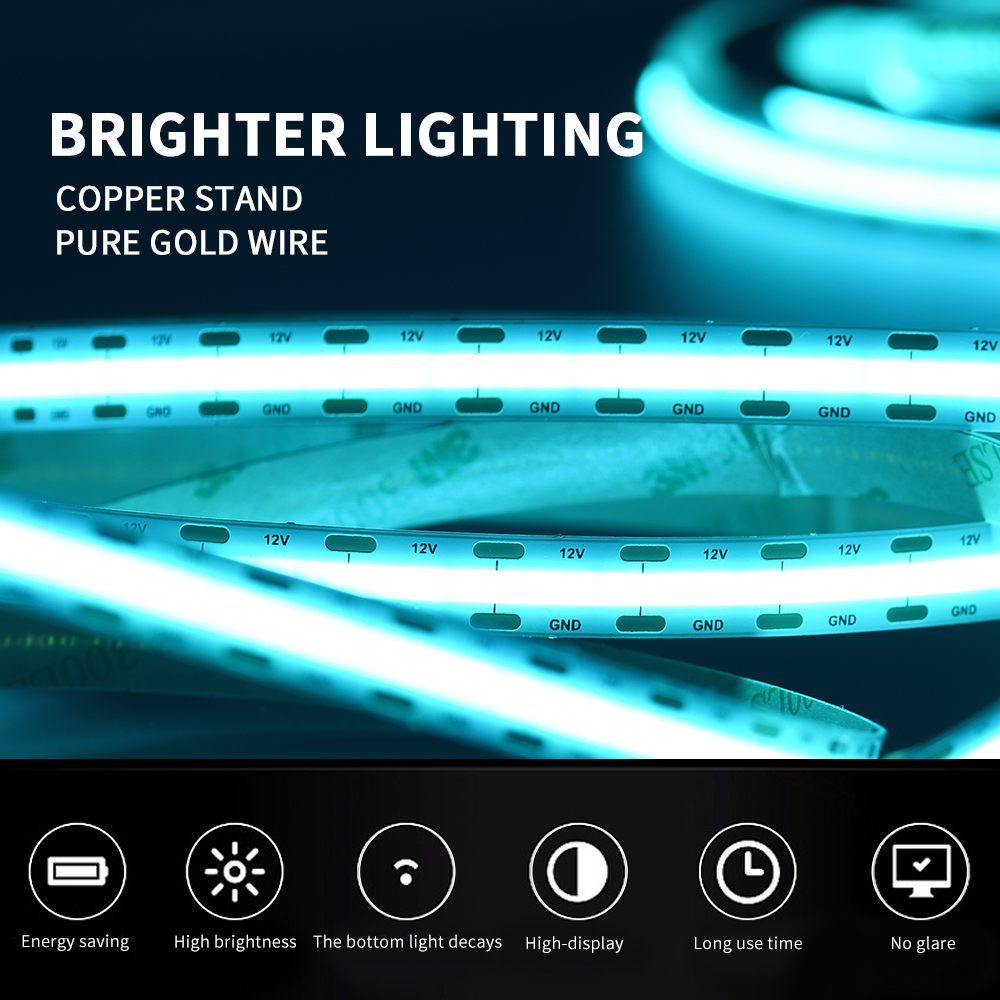 Led Strip Light DC12V 24V tape light set flexible tiffany blue fob cob led strip Tiffany Blue COB