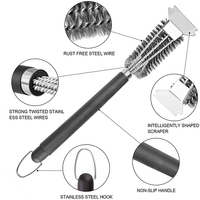 Brosse de nettoyage de grille de barbecue en acier inoxydable à poils de 18 pouces de haute qualité, grattoir métallique pour barbecue