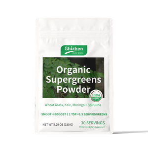 OEM Supergreens Orgánicos en <span class=keywords><strong>Polvo</strong></span> - Certificado por el USDA, con Pasto de Trigo, Kale, <span class=keywords><strong>Moringa</strong></span> y Espirulina, 150g, 30 Porciones, Suplemento Dietético - Product Image 4