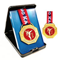 Großhandel Fabrik Maßgefertigte Achteckige Zinklegierung Geprägte Emaille-Ribbon-Medaille für Wettbewerbe, Meisterschaften, Sport und Karate