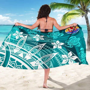 Pareo de playa para mujer, pareo de tortuga con flor de hibisco Tribal polinesio de Tahití, pareo Hawaiano de Lavalava - Product Image 5