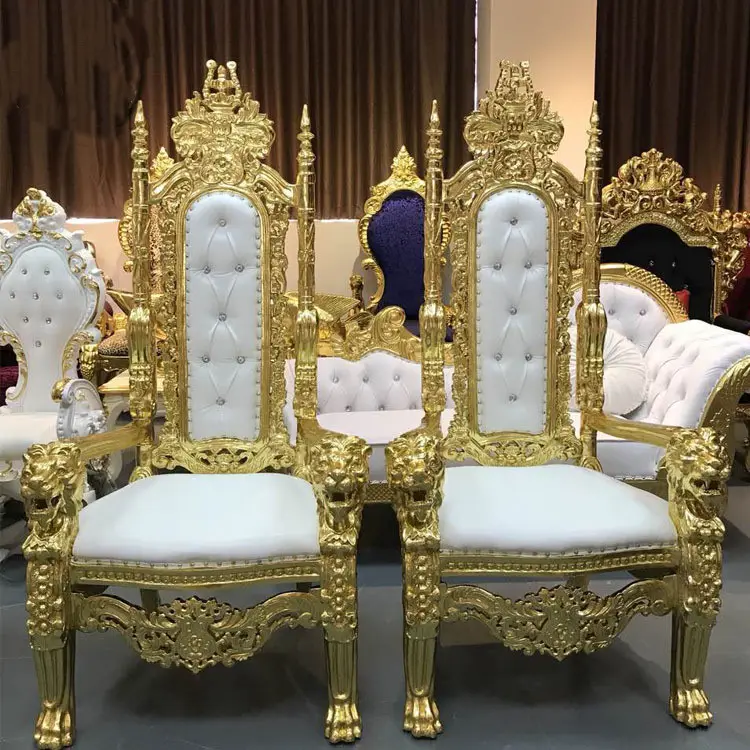 Grandes chaises blanches de roi et de reine de trône, location de mariage, blanc, bon marché