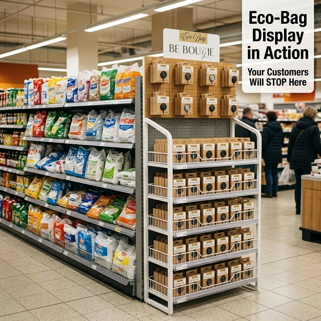 Wholesale Custom Metal Eco-friendly Shopping Bag Display Stand Retail Store Pegboard Hook Rack with Baskets Floor Display Shelf — view 2