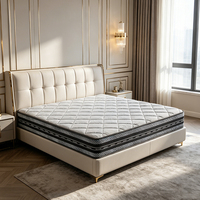 Matelas à ressorts ensachés modernes de 25 cm, compressé sous vide, avec housse en coton matelassée losanges, idéal pour chambre, hôtel, appartement