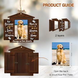 Marco de Fotos de Madera para Mascotas, Adorno Navideño de Madera Maciza con Ranura para Fotos, Colgante Conmemorativo para Perros y Gatos - Product Image 3